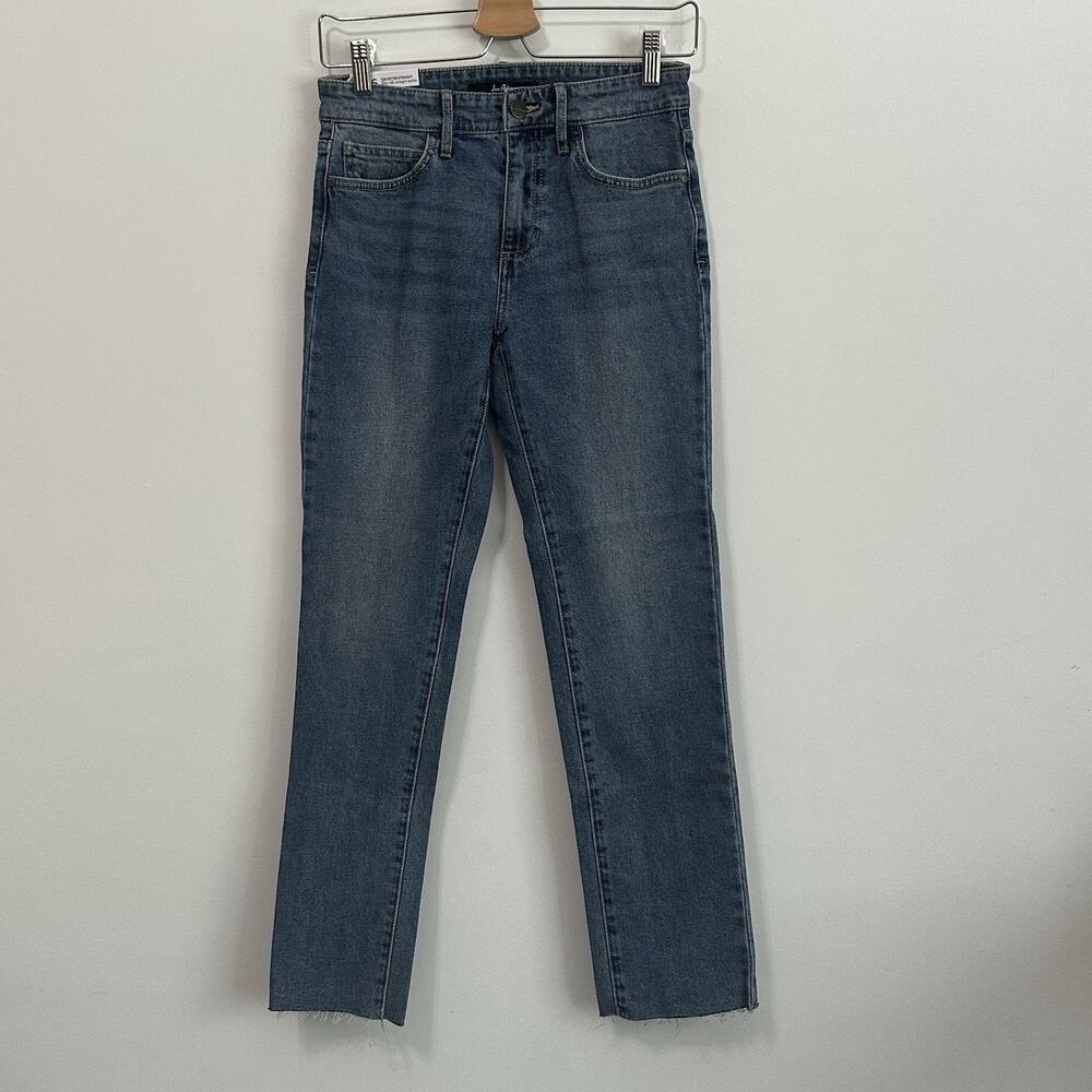 Sam Edelman Jeans 2/26‎ The Kitten Straight Mid Rise Ankle Raw Hem Blue NEW